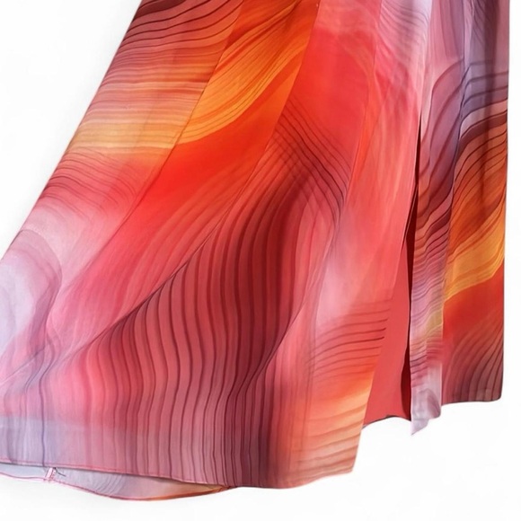 Aidan Mattox Maxi Dress SzXS Geometric Pattern Chiffon Front Slit Strapless Gown - Picture 7 of 8